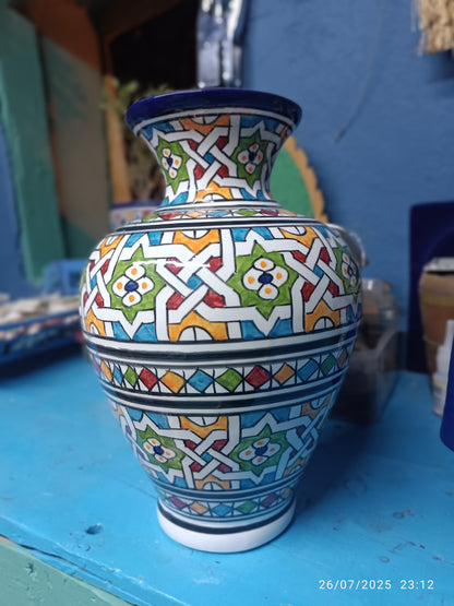 Moroccan ceramic vase, handmade and hand painted
