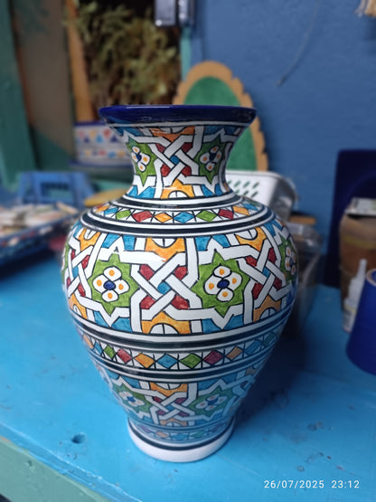 Moroccan ceramic vase, handmade and hand painted