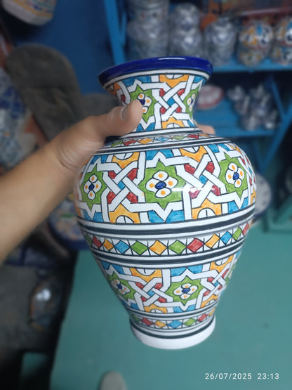 Moroccan ceramic vase, handmade and hand painted