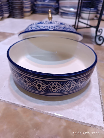 Moroccan Lidded Dish with Brass Handle – Fes-Inspired Traditional Design
