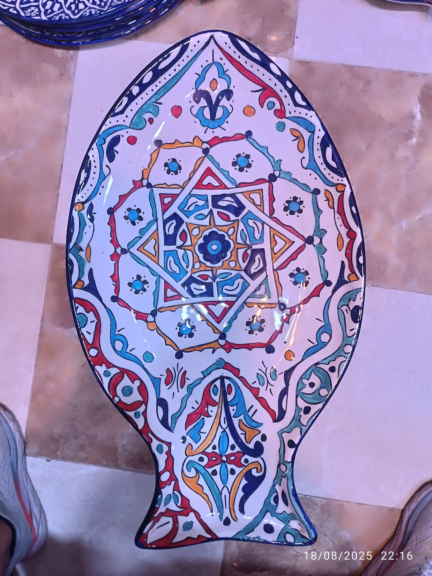 Fish-Shaped Serving Platter – Hand-Painted Traditional Design (30x50cm)