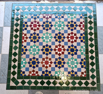 Mosaic Table for Patio & Garden – Portable Ceramic Table for Indoor & Outdoor Use