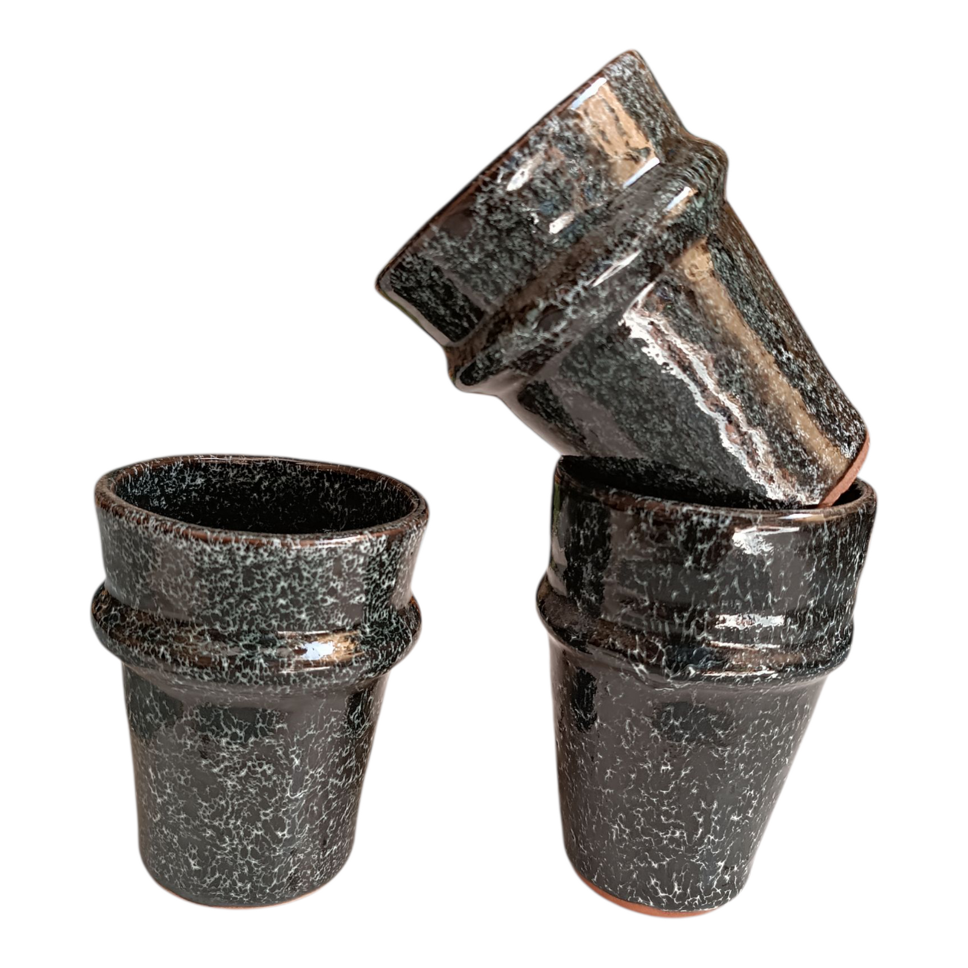 6 cups black red clay hand painted Moroccan pottery – Moroccan Fez