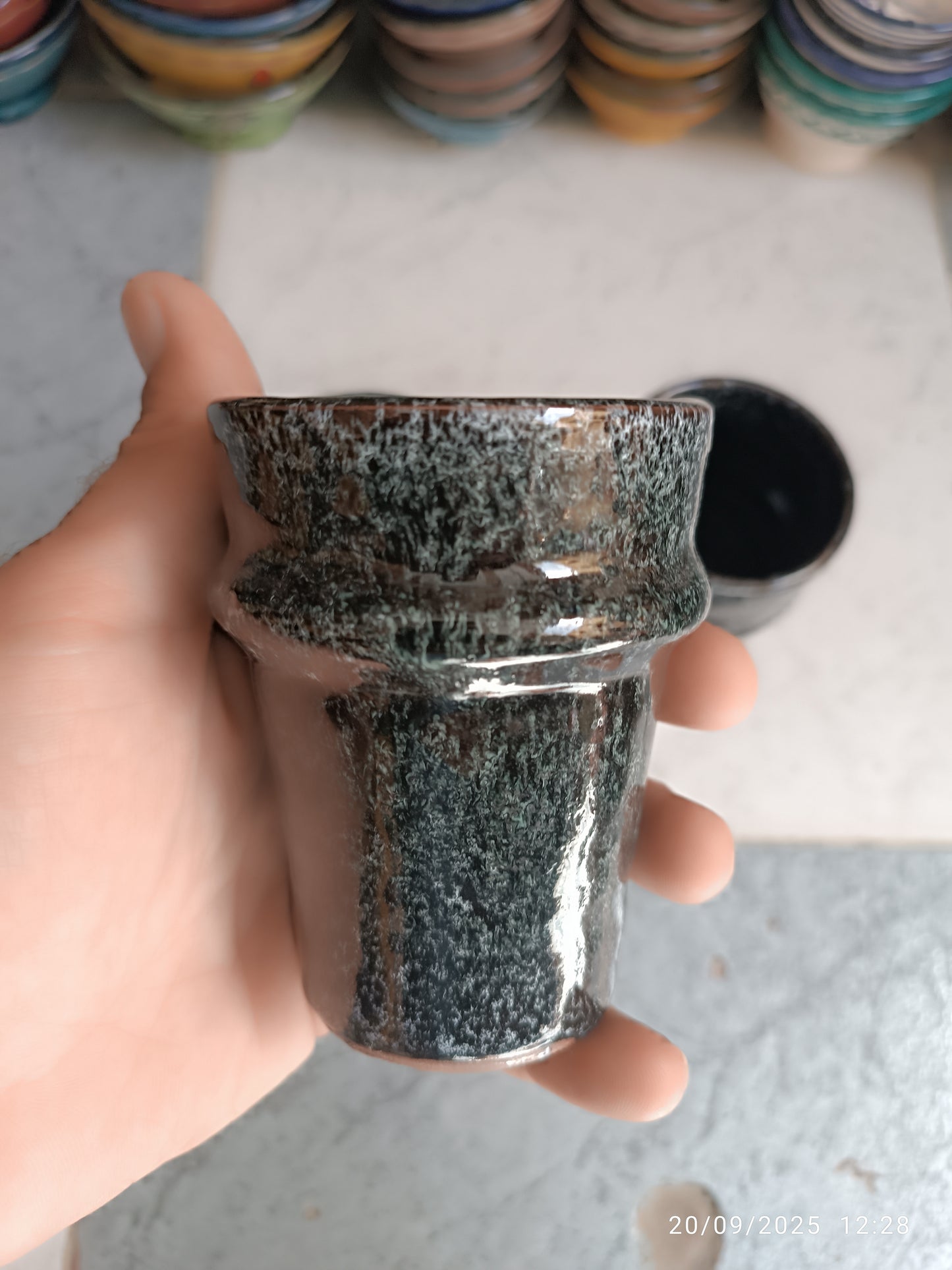 6 cups black red clay hand painted Moroccan pottery