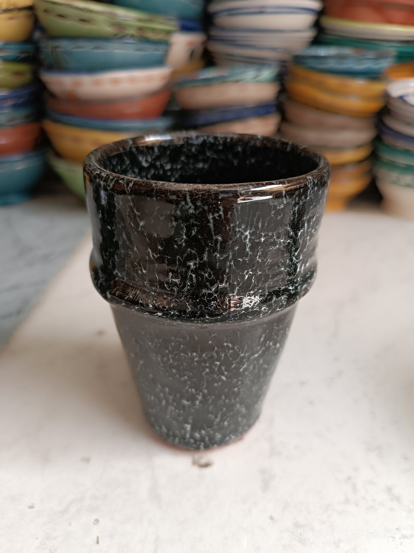 6 cups black red clay hand painted Moroccan pottery