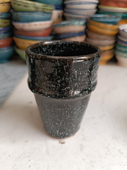6 cups black red clay hand painted Moroccan pottery
