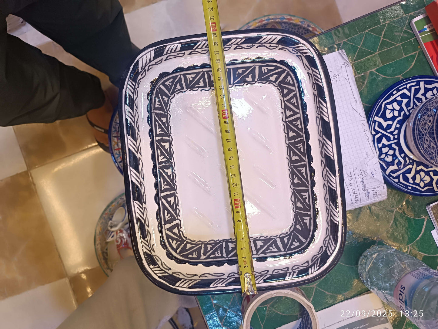 Square Moroccan Tagine – Black & White Ceramic Cooking Pot – 24x29 cm