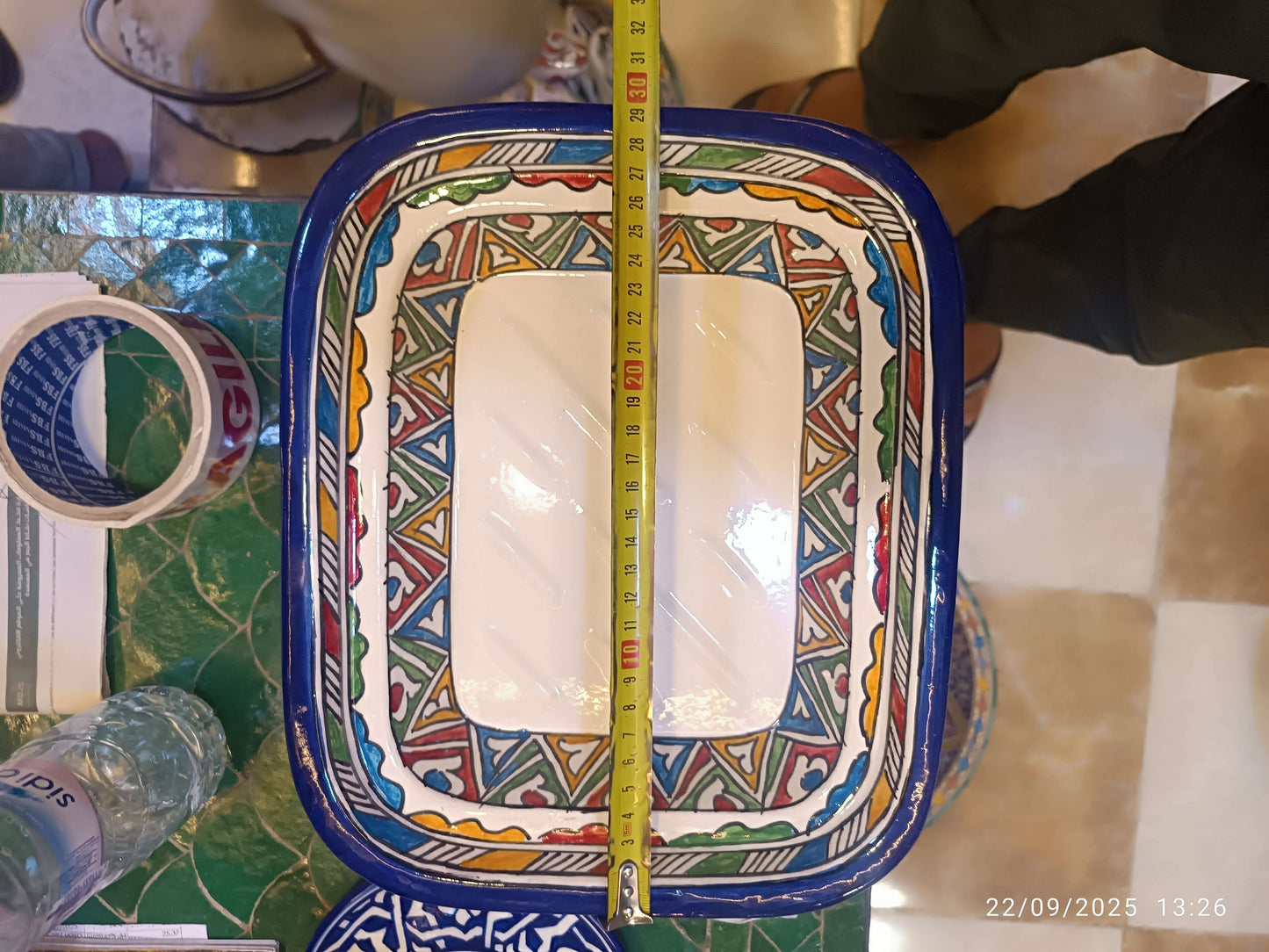 Square Tagine – Multicolor Moroccan Ceramic Cooking Pot – 24x29 cm