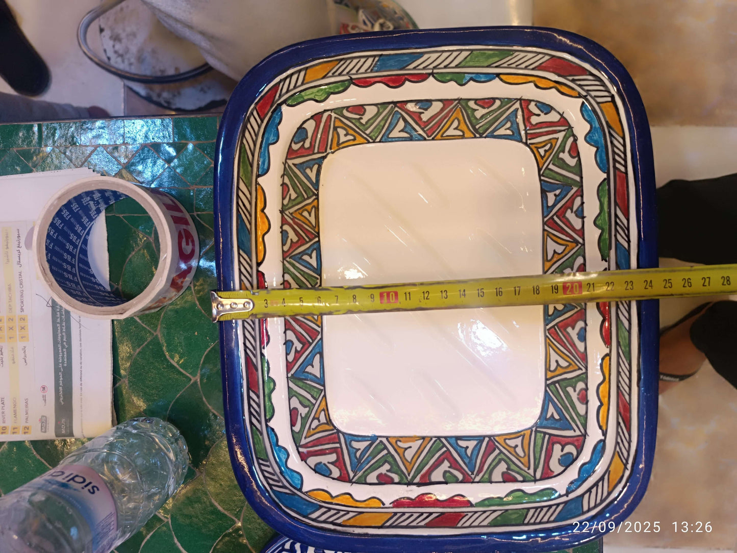 Square Tagine – Multicolor Moroccan Ceramic Cooking Pot – 24x29 cm