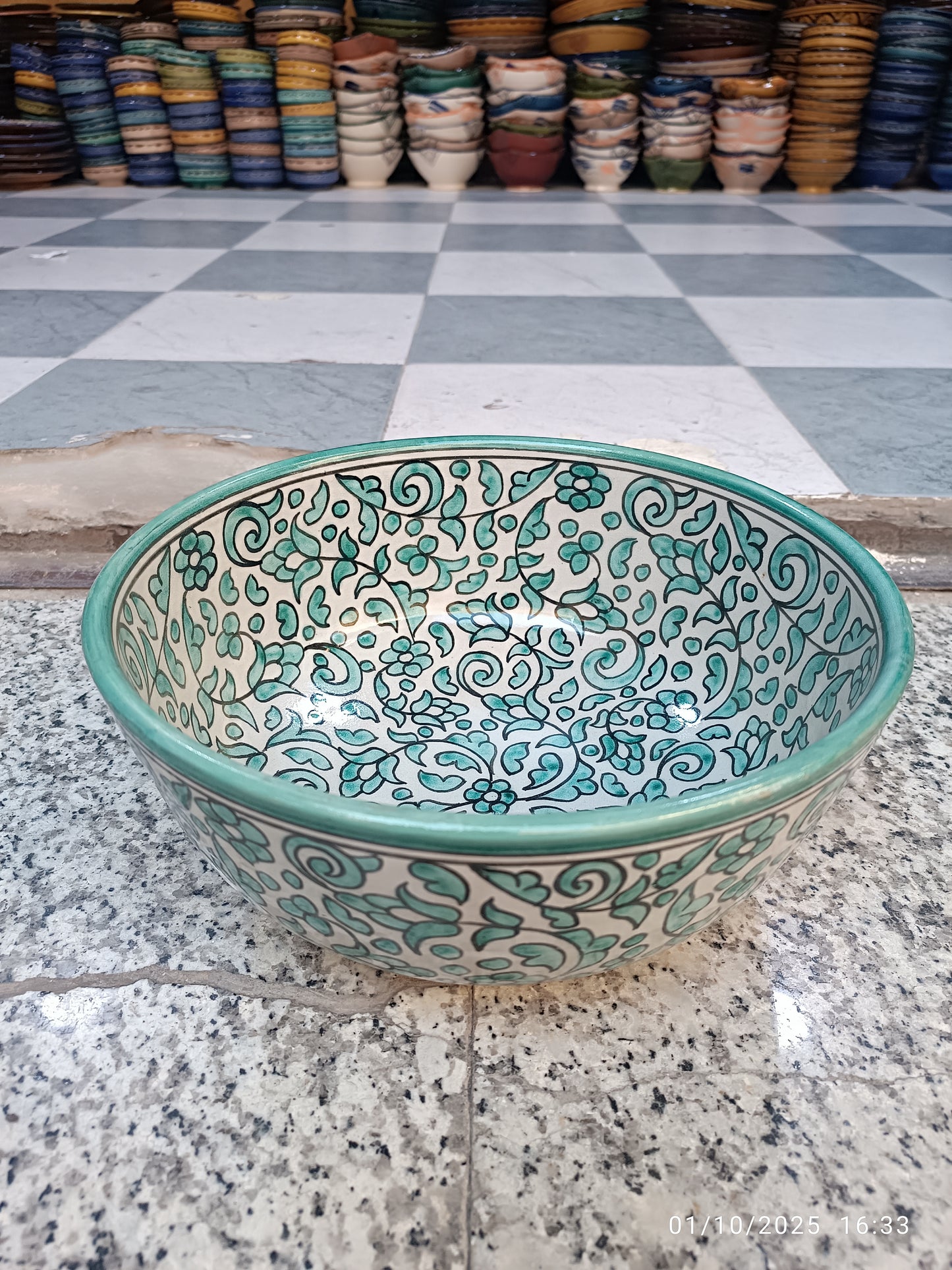 large salad bowl 30 cm handmade and hand painted from Morocco width