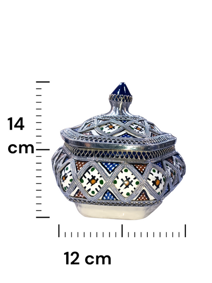Moroccan pottery sugar box hand painted