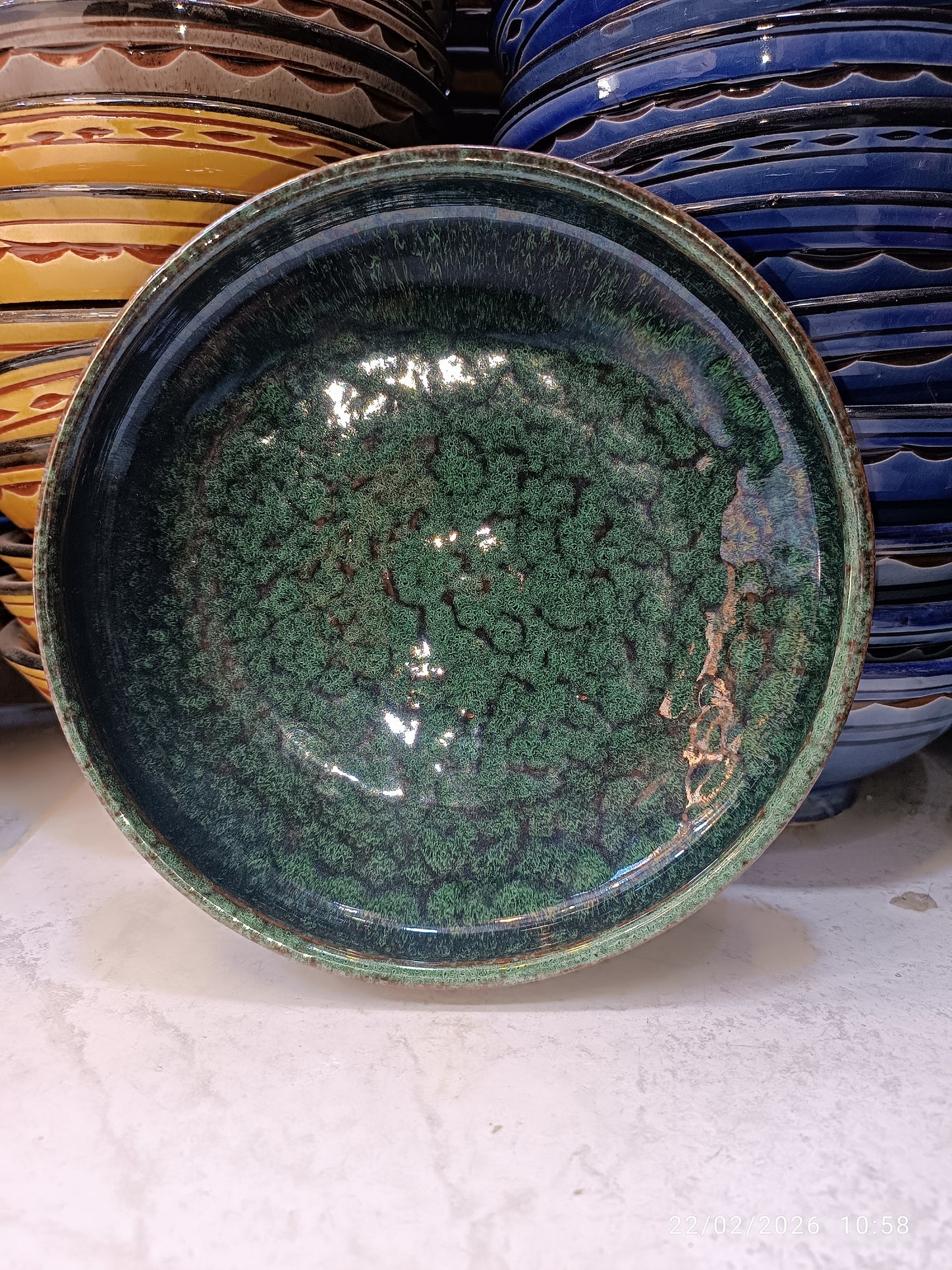 Green Moroccan Ceramic Plates Set – 11cm, 15cm & 20cm | Artisan Stoneware Tableware