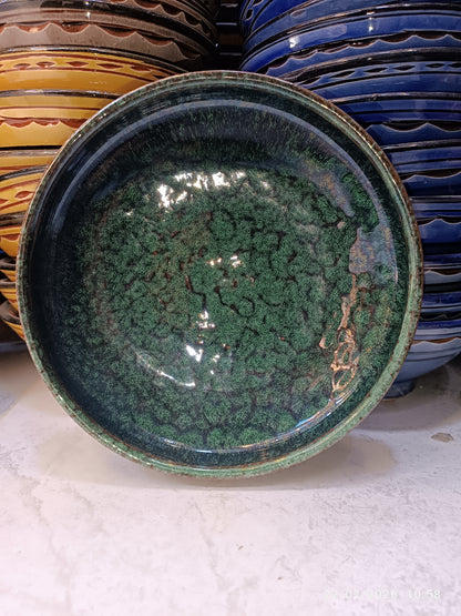 Green Moroccan Ceramic Plates Set – 11cm, 15cm & 20cm | Artisan Stoneware Tableware
