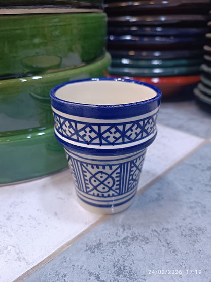 Moroccan blue and white Cups Colorful Fez Pottery | Artisan Coffee & Tea Cup