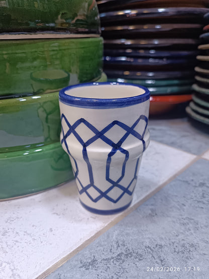 Moroccan blue and white Cups Colorful Fez Pottery | Artisan Coffee & Tea Cup