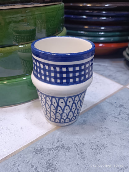 Moroccan blue and white Cups Colorful Fez Pottery | Artisan Coffee & Tea Cup