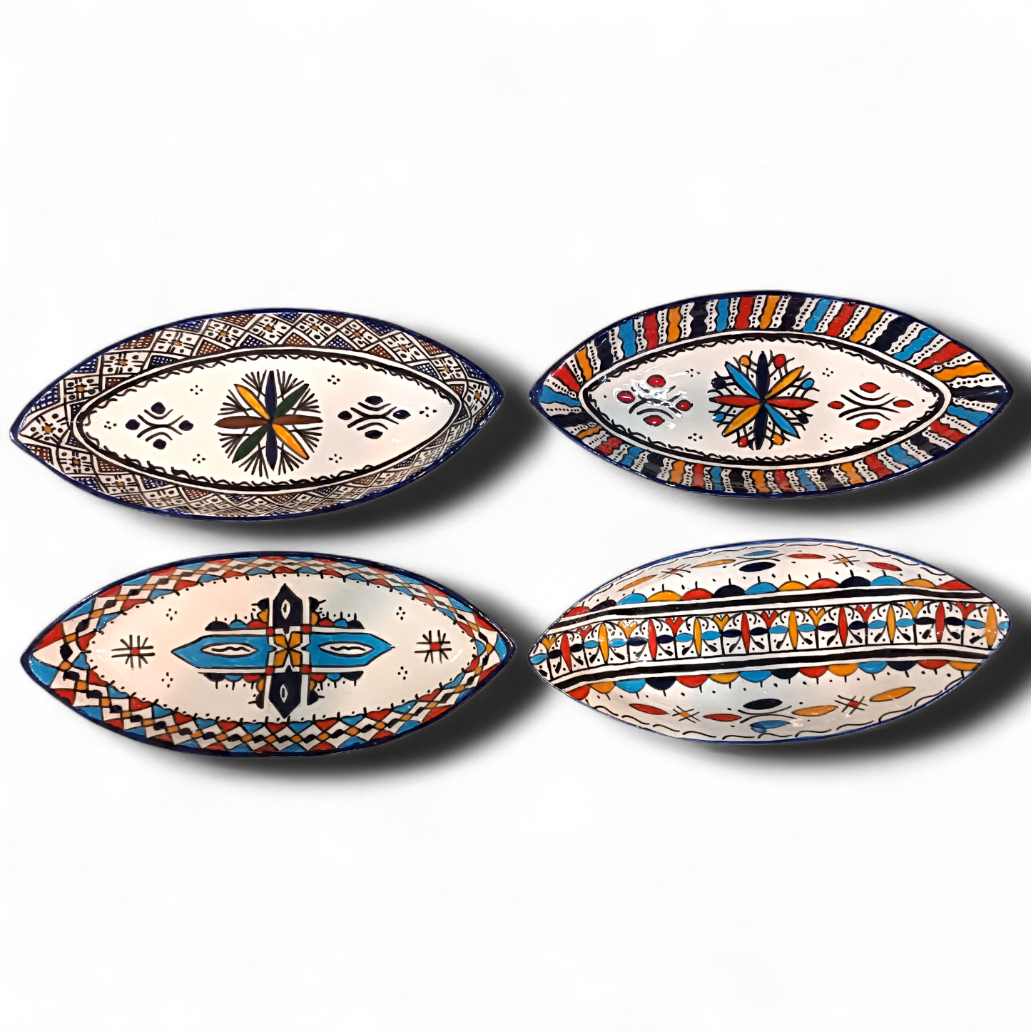 Moroccan Handmade Ceramic Oval Platter 34cm – Traditional Fez Pottery Serving Dish