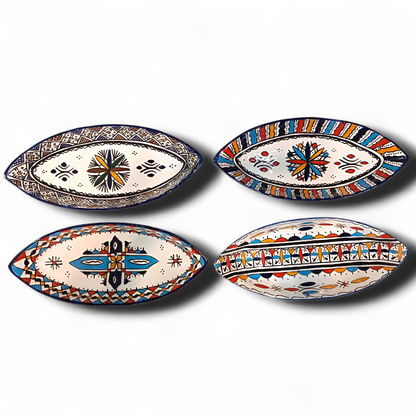 Moroccan Handmade Ceramic Oval Platter 34cm – Traditional Fez Pottery Serving Dish