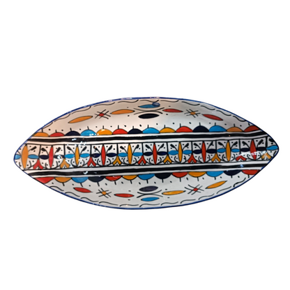 Moroccan Handmade Ceramic Oval Platter 34cm – Traditional Fez Pottery Serving Dish