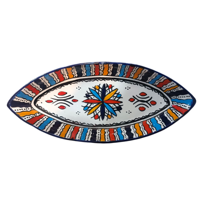 Moroccan Handmade Ceramic Oval Platter 34cm – Traditional Fez Pottery Serving Dish
