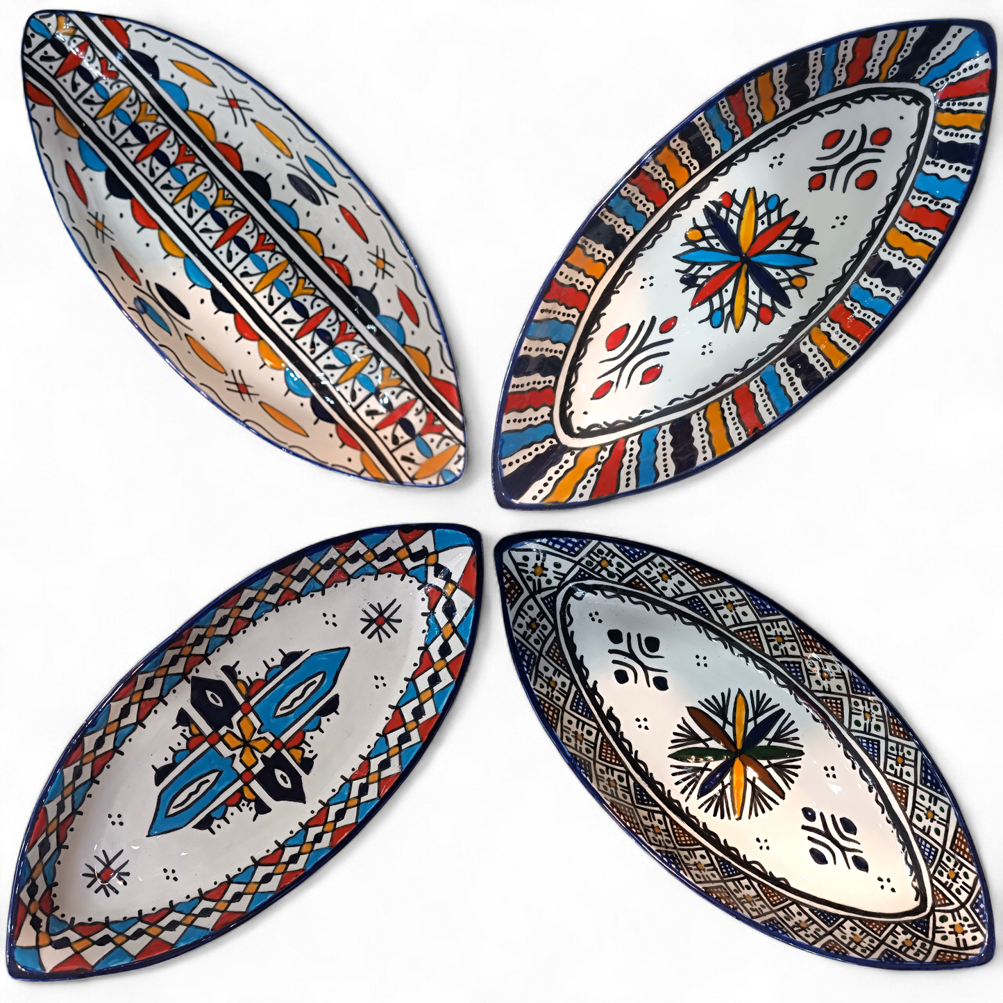 Moroccan Handmade Ceramic Oval Platter 34cm – Traditional Fez Pottery Serving Dish