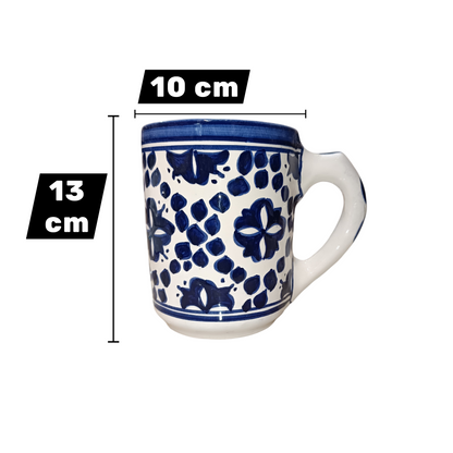 Handmade Moroccan Ceramic Mug Blue & White Traditional Pottery Cup
