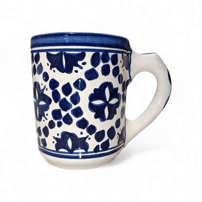 Handmade Moroccan Ceramic Mug Blue & White Traditional Pottery Cup