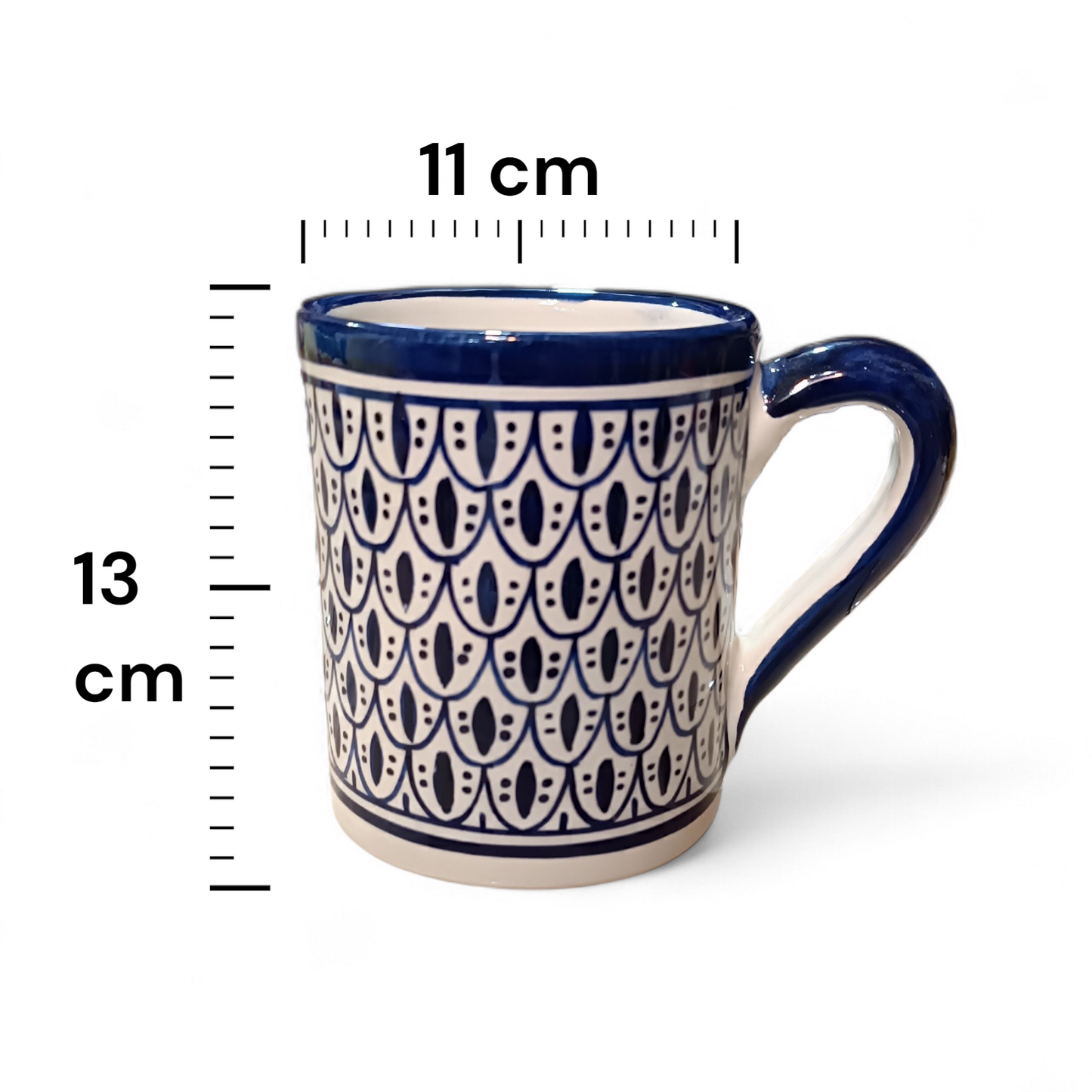 Moroccan Ceramic large Mug Blue & White Traditional Pottery Cup