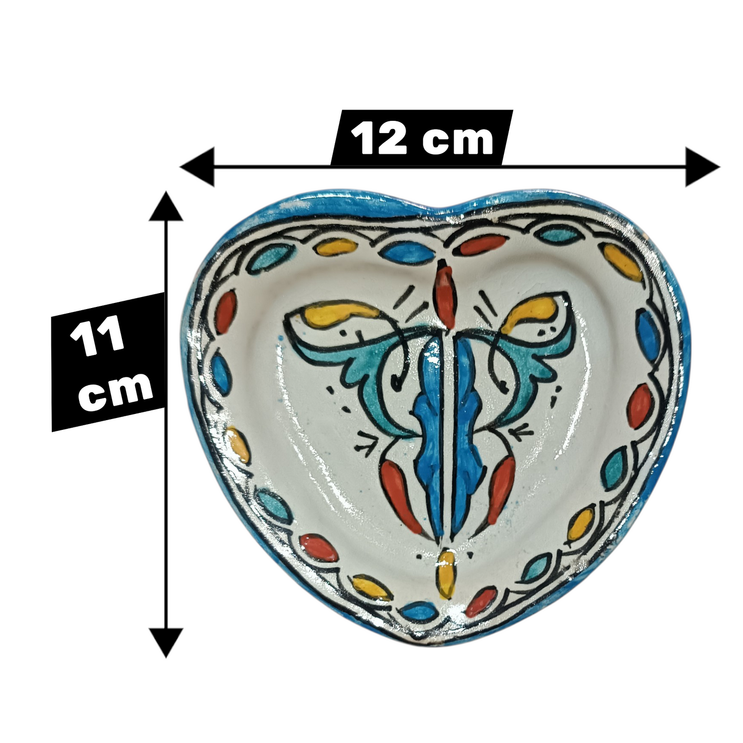 Moroccan pottery Heart-Shaped Plate – Small Decorative Ceramic Plate 11x12 cm