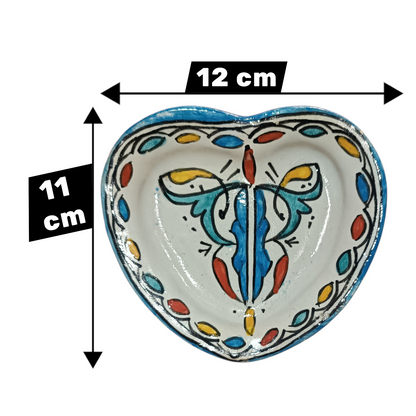 Moroccan pottery Heart-Shaped Plate – Small Decorative Ceramic Plate 11x12 cm