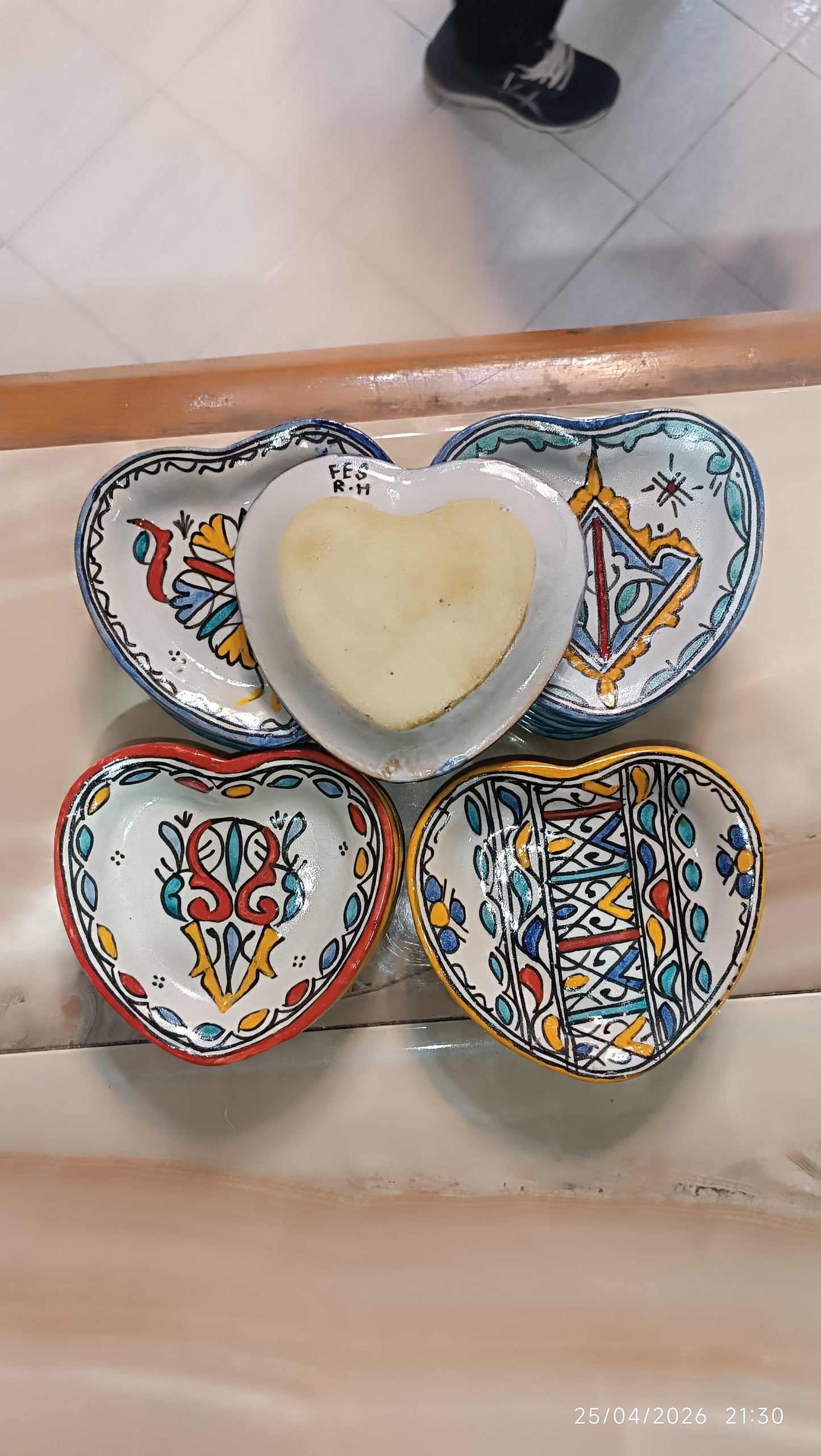 Moroccan pottery Heart-Shaped Plate – Small Decorative Ceramic Plate 11x12 cm