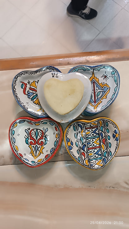 Moroccan pottery Heart-Shaped Plate – Small Decorative Ceramic Plate 11x12 cm