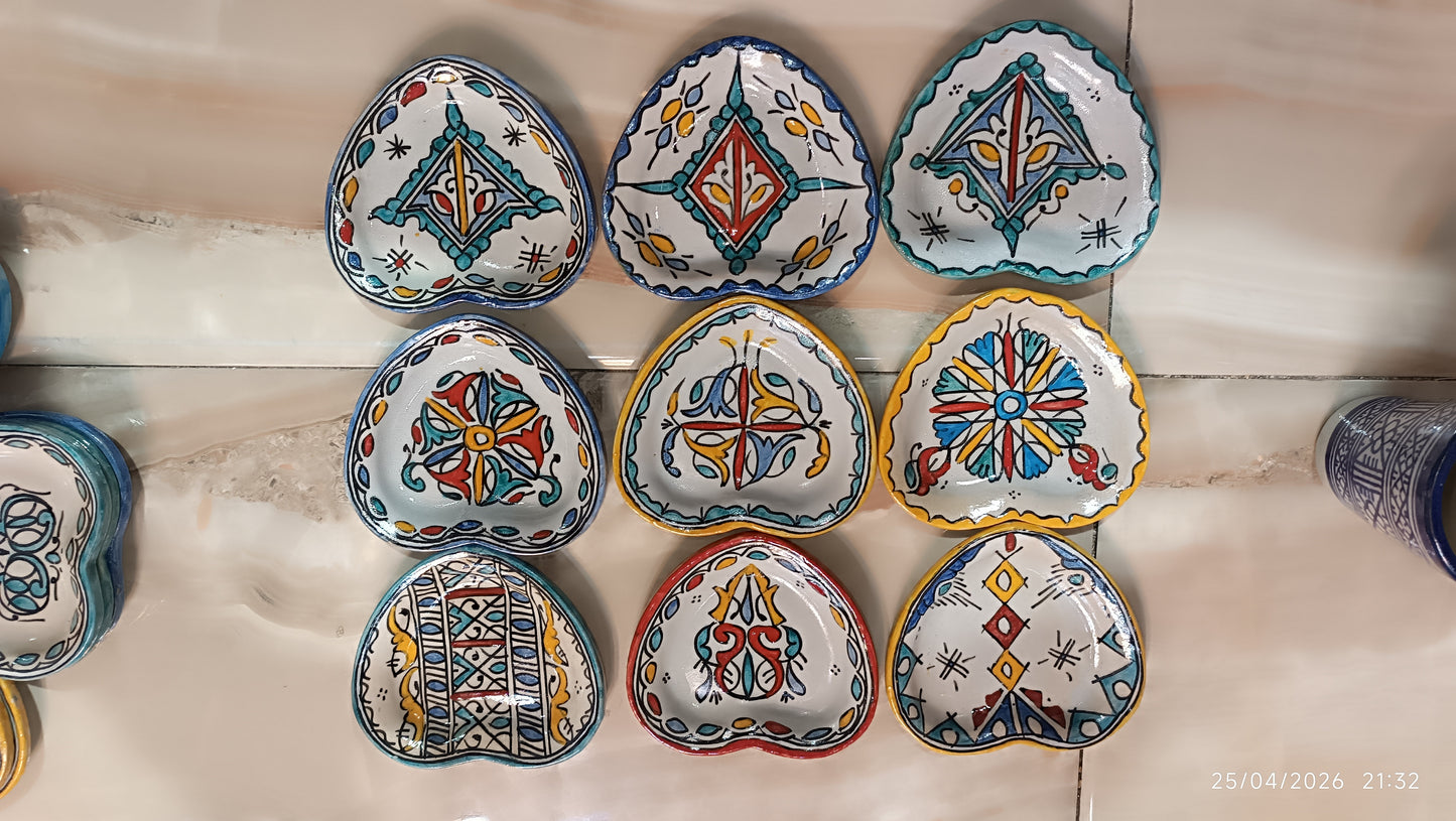 Moroccan pottery Heart-Shaped Plate – Small Decorative Ceramic Plate 11x12 cm