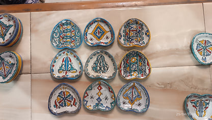 Moroccan pottery Heart-Shaped Plate – Small Decorative Ceramic Plate 11x12 cm
