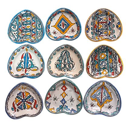 Moroccan pottery Heart-Shaped Plate – Small Decorative Ceramic Plate 11x12 cm