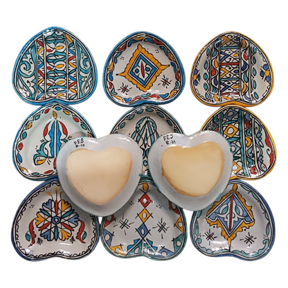 Moroccan pottery Heart-Shaped Plate – Small Decorative Ceramic Plate 11x12 cm