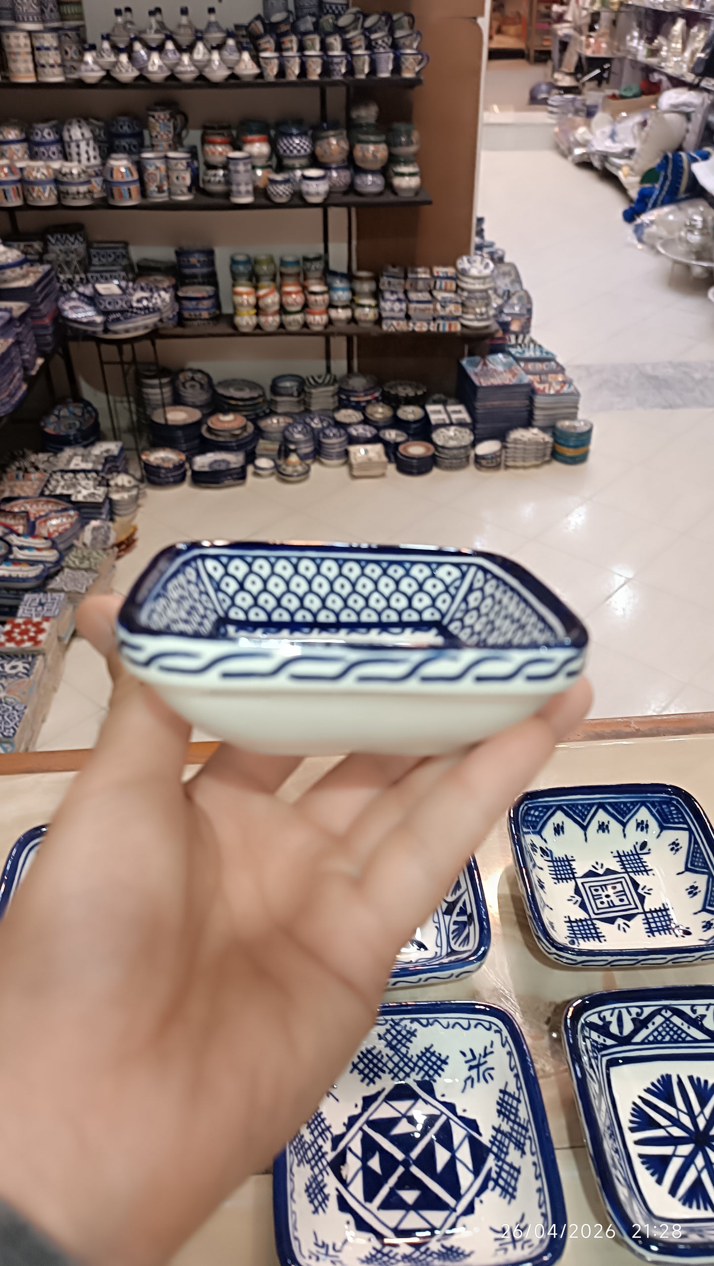 Handmade Moroccan Square Ceramic Bowls Set – 11 cm Cobalt Blue Hand-Painted Mini Dishes for Olive Oil, Dips & Appetizers