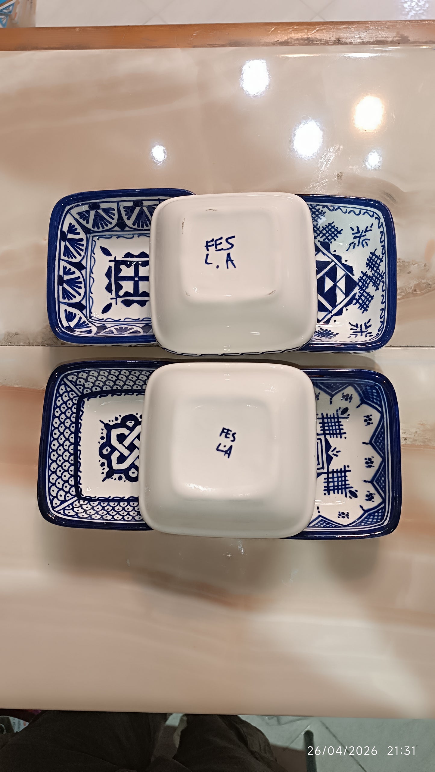 Handmade Moroccan Square Ceramic Bowls Set – 11 cm Cobalt Blue Hand-Painted Mini Dishes for Olive Oil, Dips & Appetizers