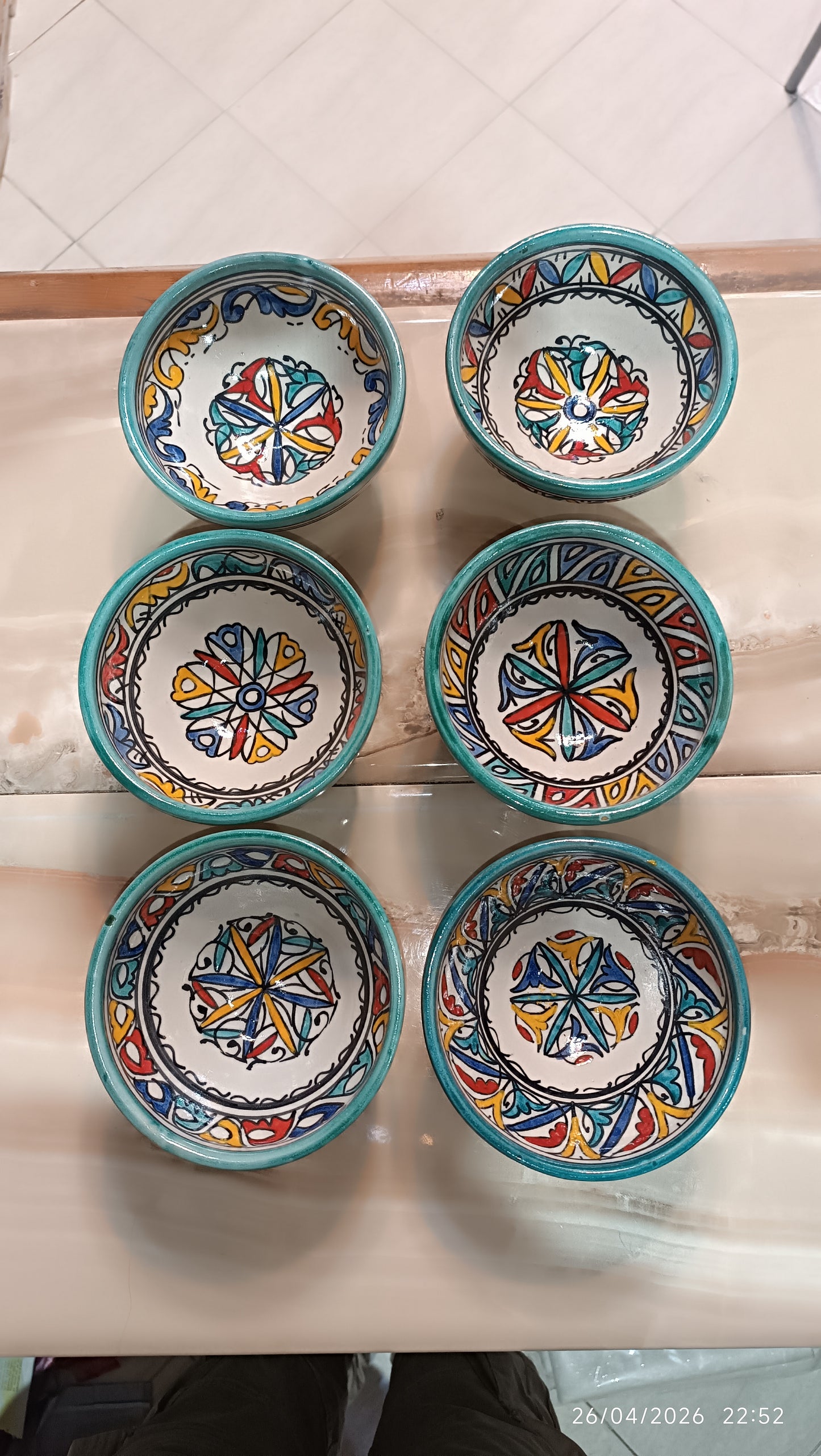 Traditional Moroccan  Ceramic Bowls Hand-Painted Unique Set