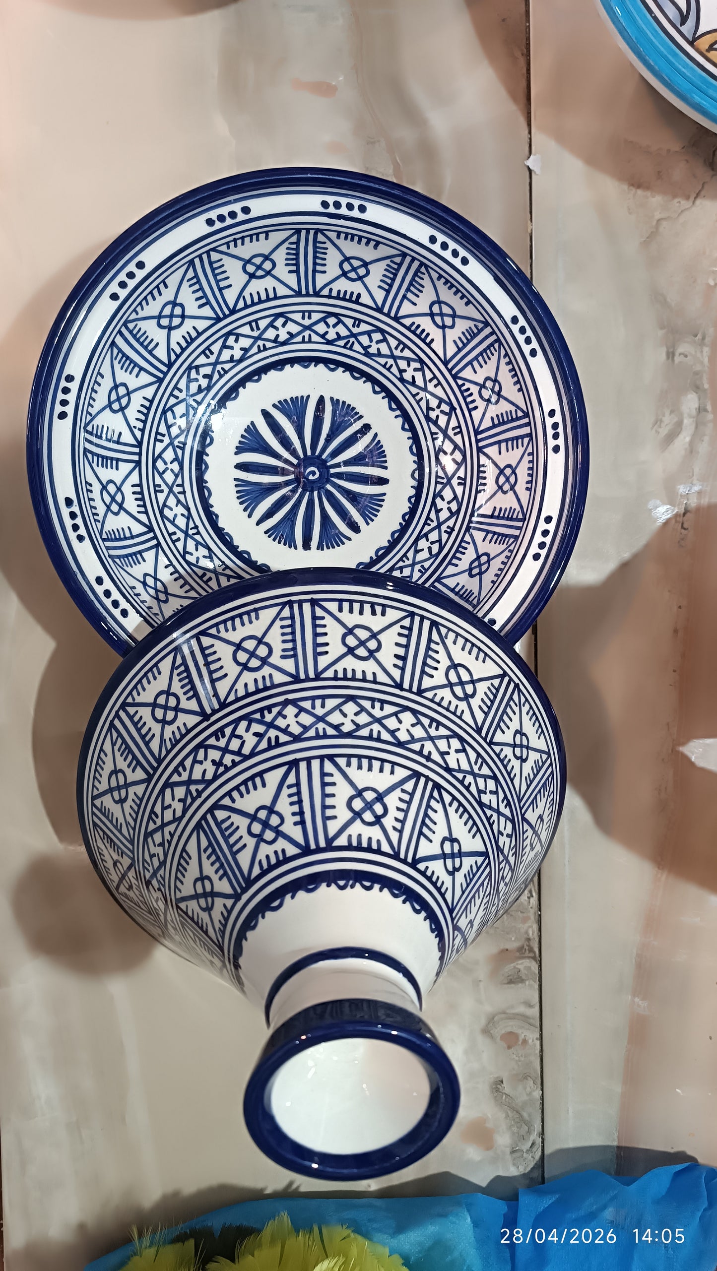 Handmade Moroccan Blue Ceramic Serving Tagine – Decorative Food Presentation Dish