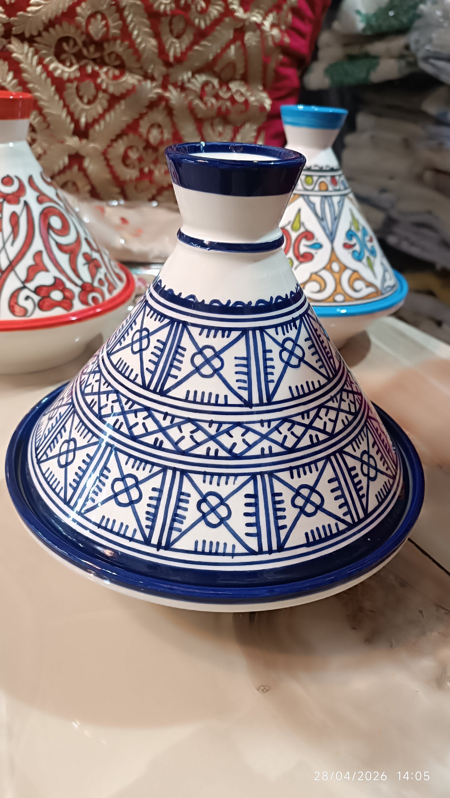 Handmade Moroccan Blue Ceramic Serving Tagine – Decorative Food Presentation Dish