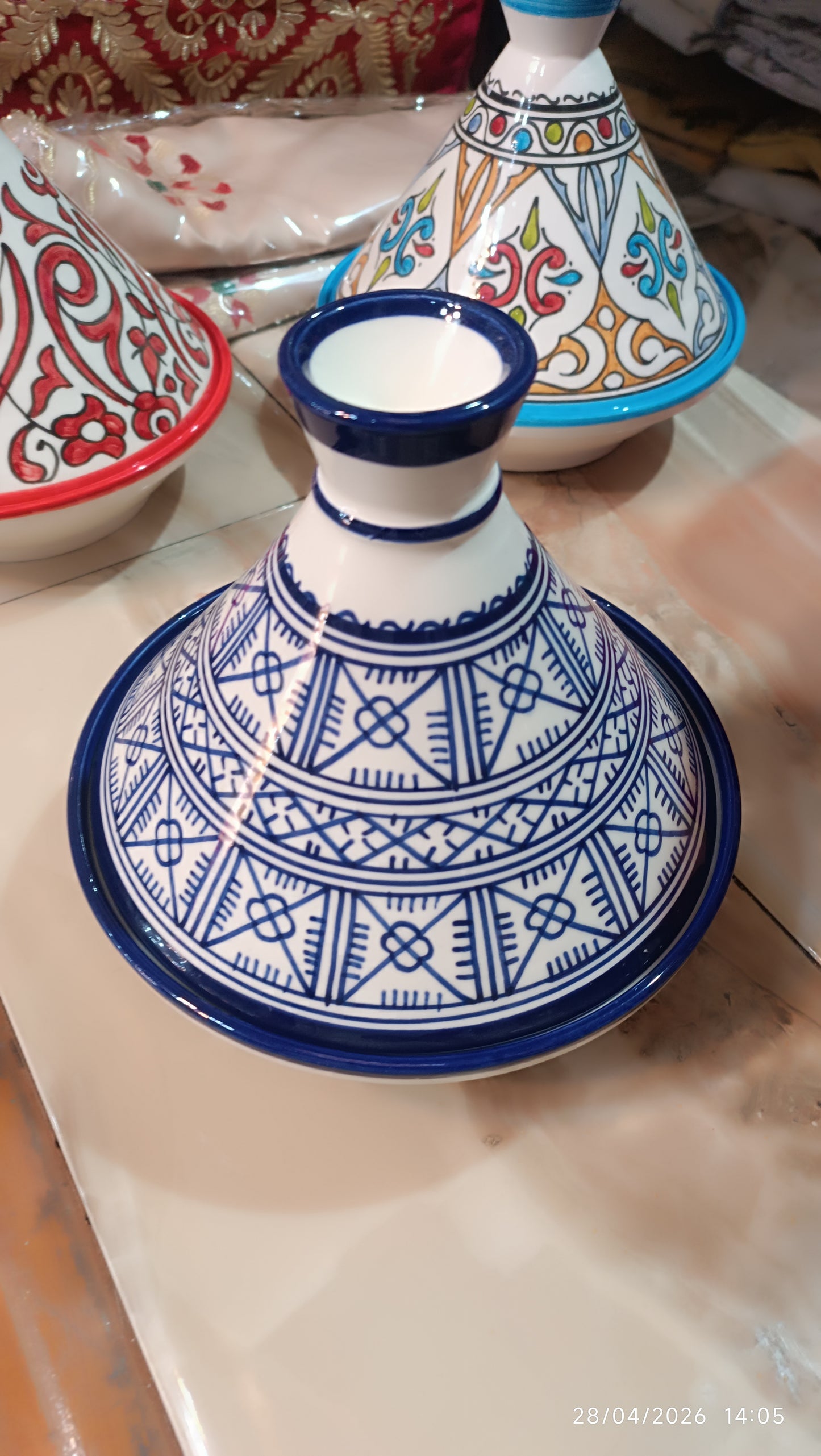 Handmade Moroccan Blue Ceramic Serving Tagine – Decorative Food Presentation Dish