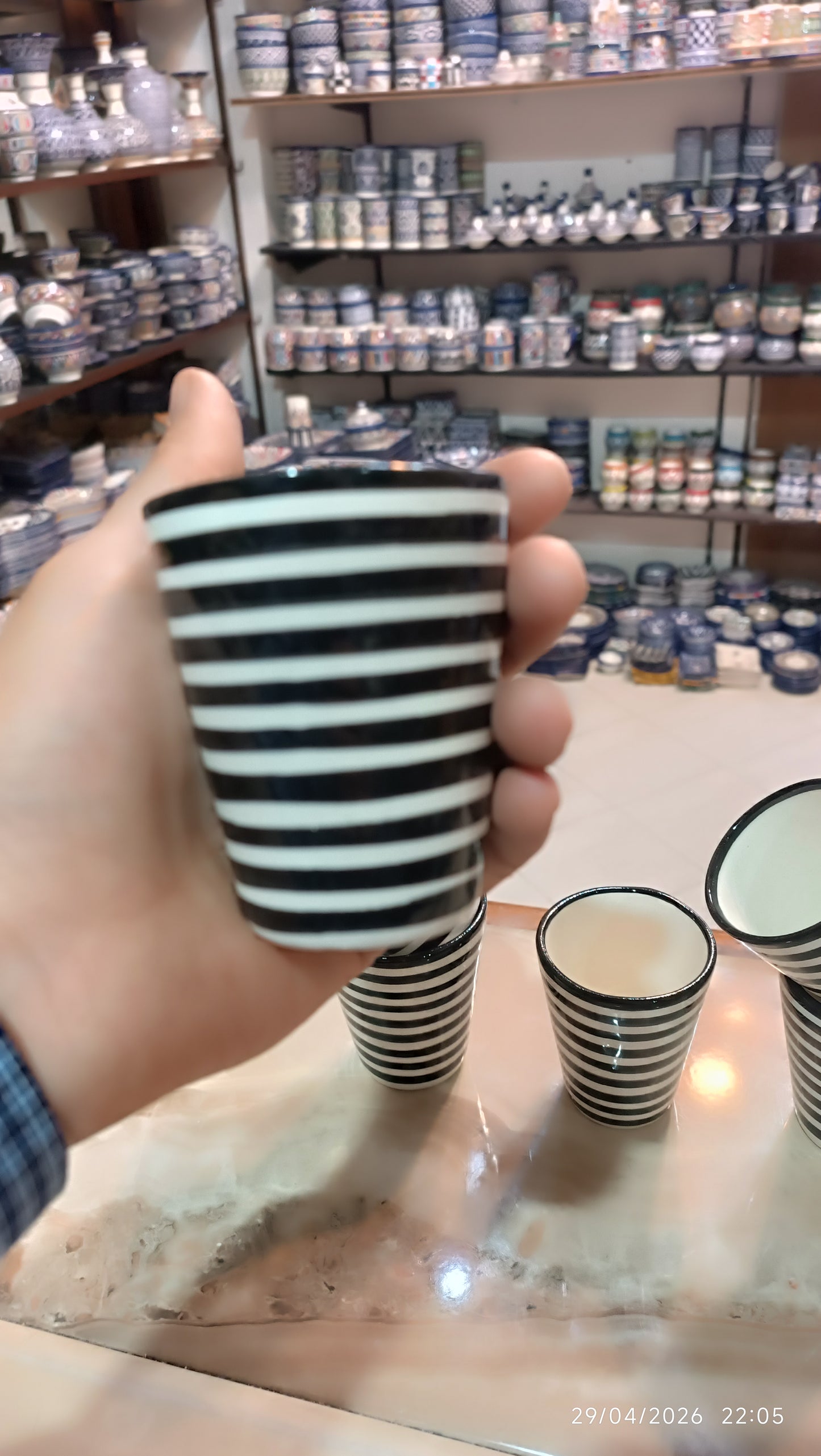 4 cups Moroccan fes pottery hand painted