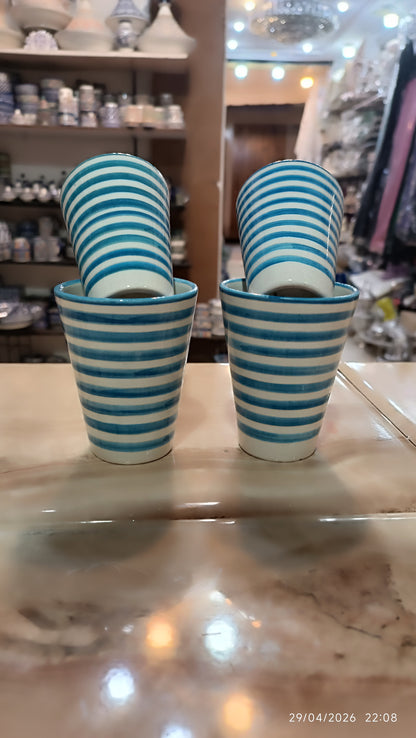 4 cups Moroccan fes pottery hand painted