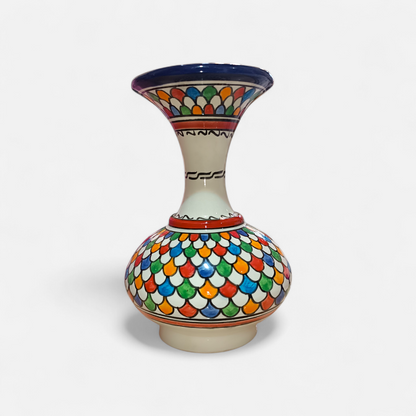 Handcrafted Moroccan Ceramic Vase – Colorful Multicolor Floral Design – 20 cm Decorative Pottery Vase