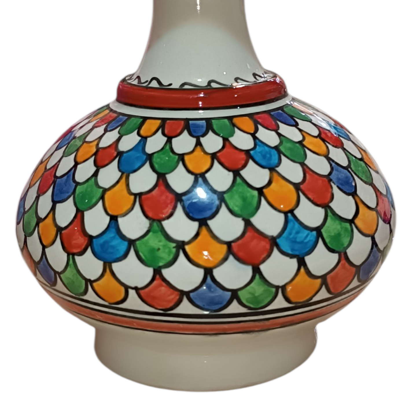 Handcrafted Moroccan Ceramic Vase – Colorful Multicolor Floral Design – 20 cm Decorative Pottery Vase