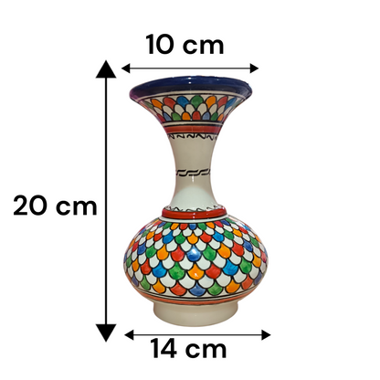 Handcrafted Moroccan Ceramic Vase – Colorful Multicolor Floral Design – 20 cm Decorative Pottery Vase