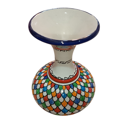Handcrafted Moroccan Ceramic Vase – Colorful Multicolor Floral Design – 20 cm Decorative Pottery Vase