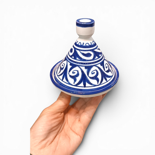 Handmade Mini Moroccan Tagine – Blue Ceramic Decorative Serving Dish