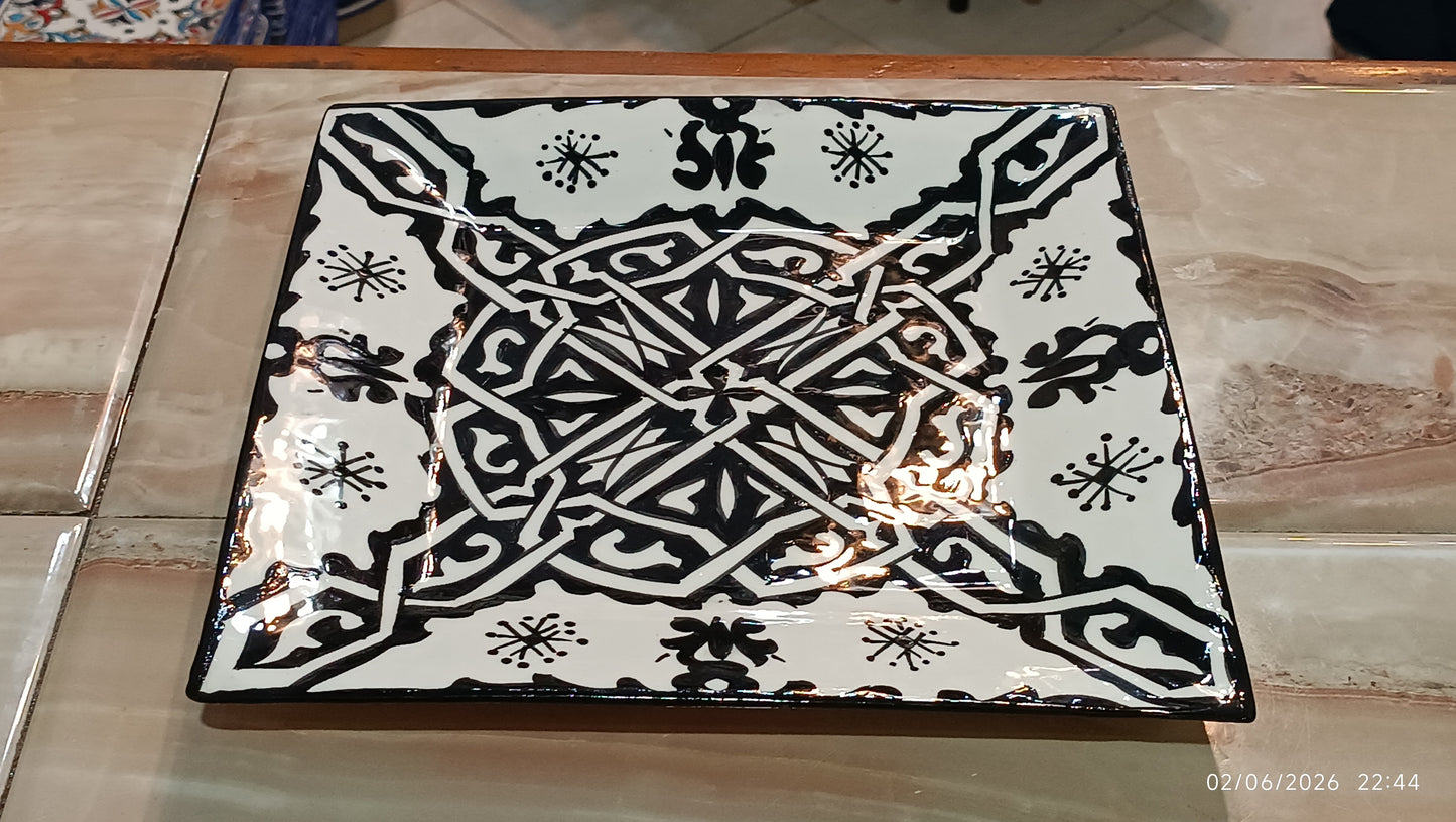 Handcrafted Moroccan Square Ceramic Plate – Everyday Use Serving & Dinner Plate